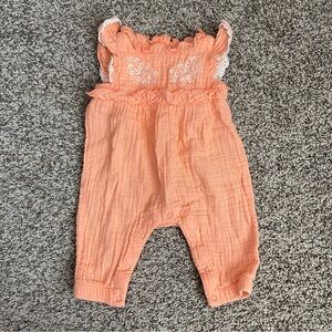 Peach Ruffle Baby One Piece Outfit Newborn Size